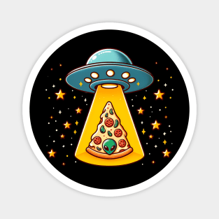 Ufo beaming Pizza, Funny Pizza Lover Magnet